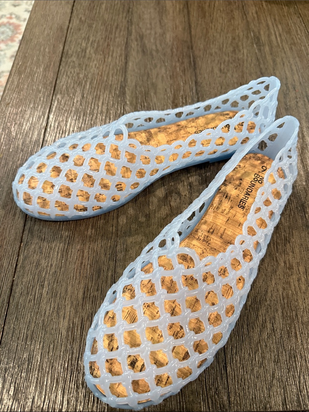 No Boundaries Light Blue Lattice Jelly Flats